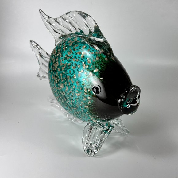 Kissing Fish Figurine Paperweight Art Glass Multicolor Decorative - Picture 1 of 12